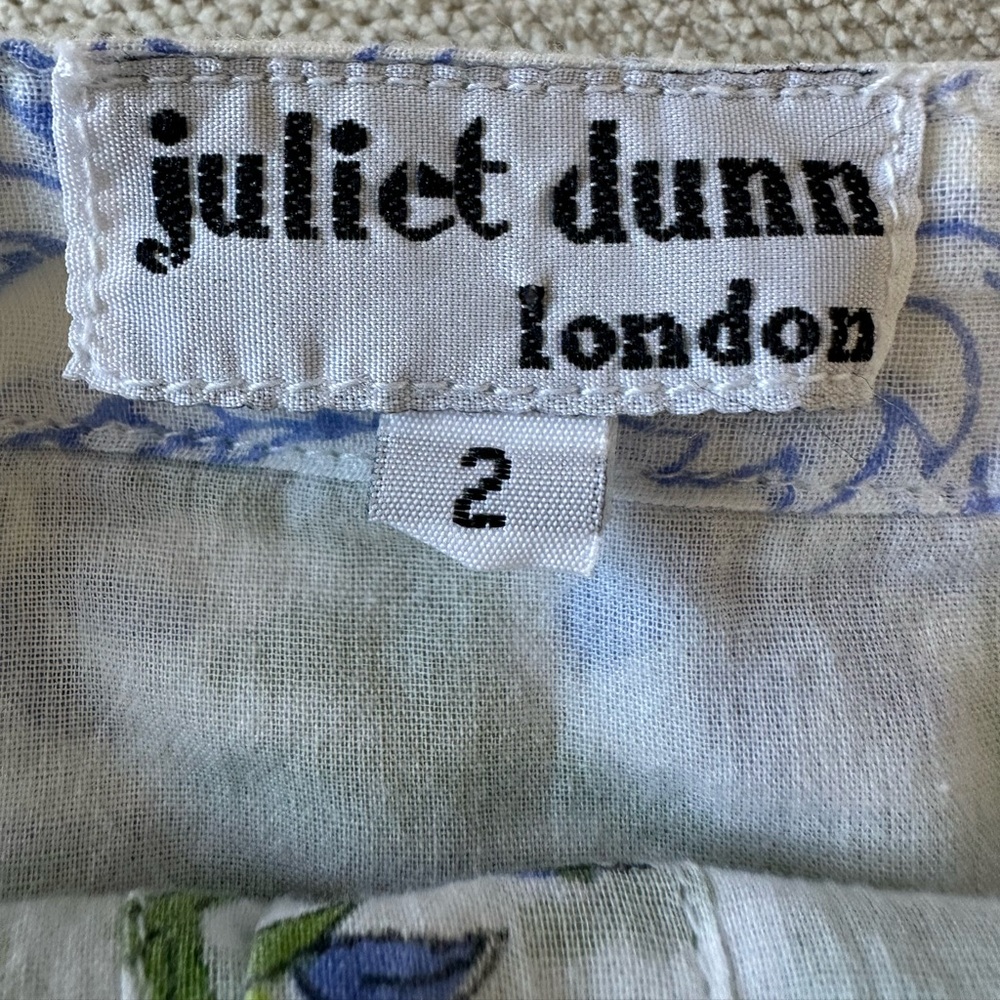 Juliet Dunn Tie Shoulder Midi Dress. Blue/White Floral. M. EUC - Picture 8 of 10